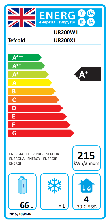UR200W1 129 Ltr Undercounter Single Door White Fridge Energy Rating