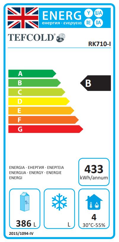 RK710X1 Medium Duty 559 Ltr Upright Single Door Stainless Steel Fridge Energy Rating
