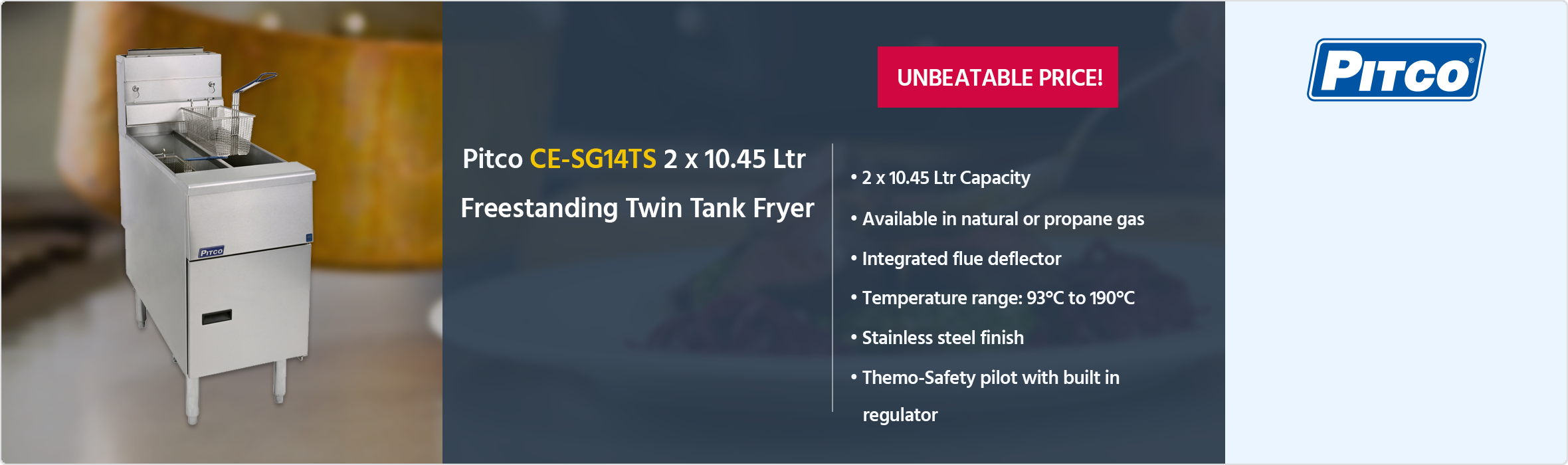 Pitco CE-SG14TS Twin Tank Freestanding Gas Fryer