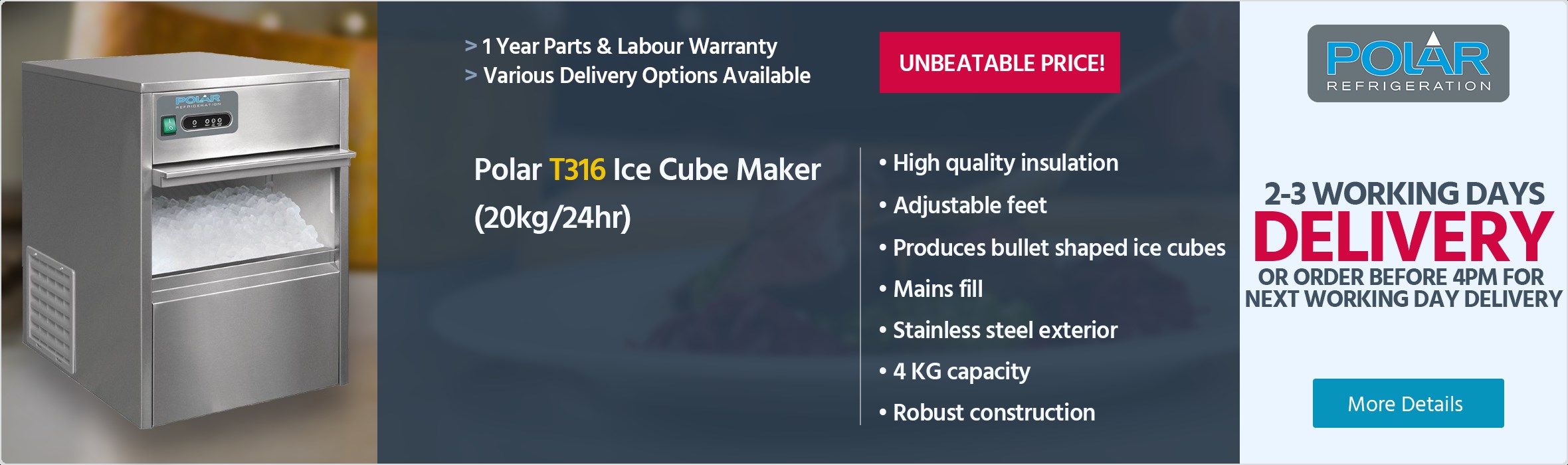 Polar T316 Ice Cube Maker (20kg/24hr)