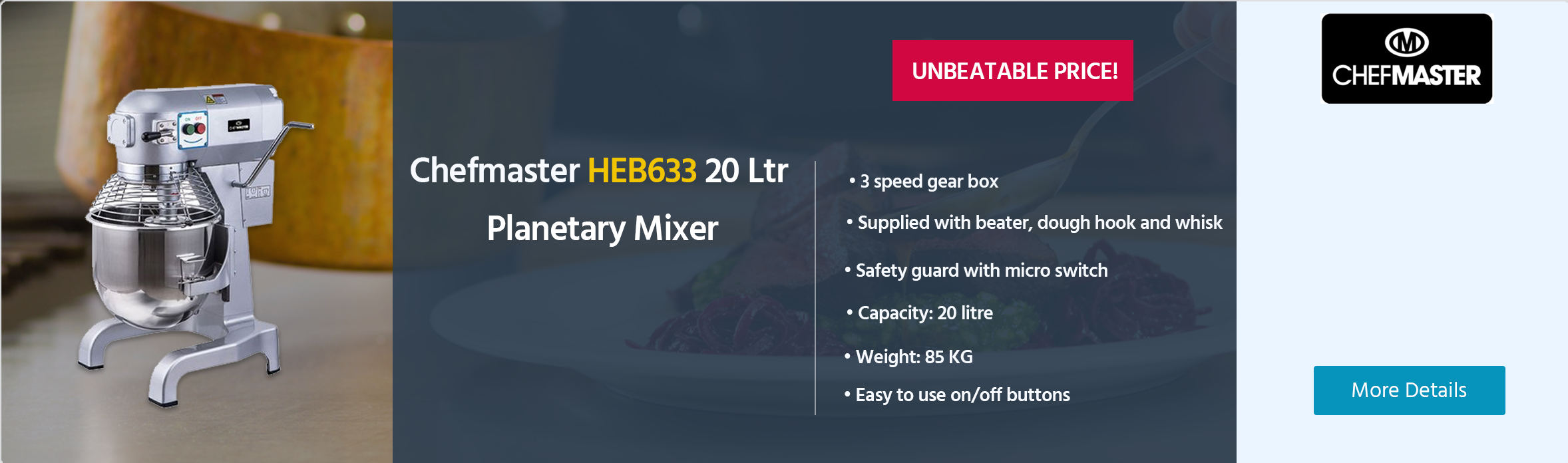 Chefmaster HEB633 20 Ltr Planetary Mixer