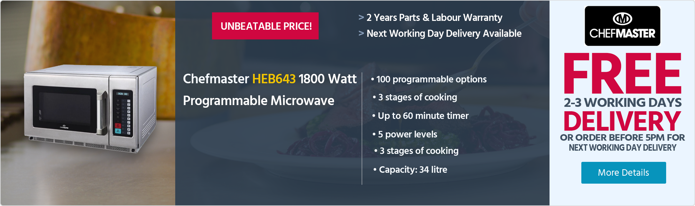 Chefmaster HEB643 1800 Watt Programmable Microwave