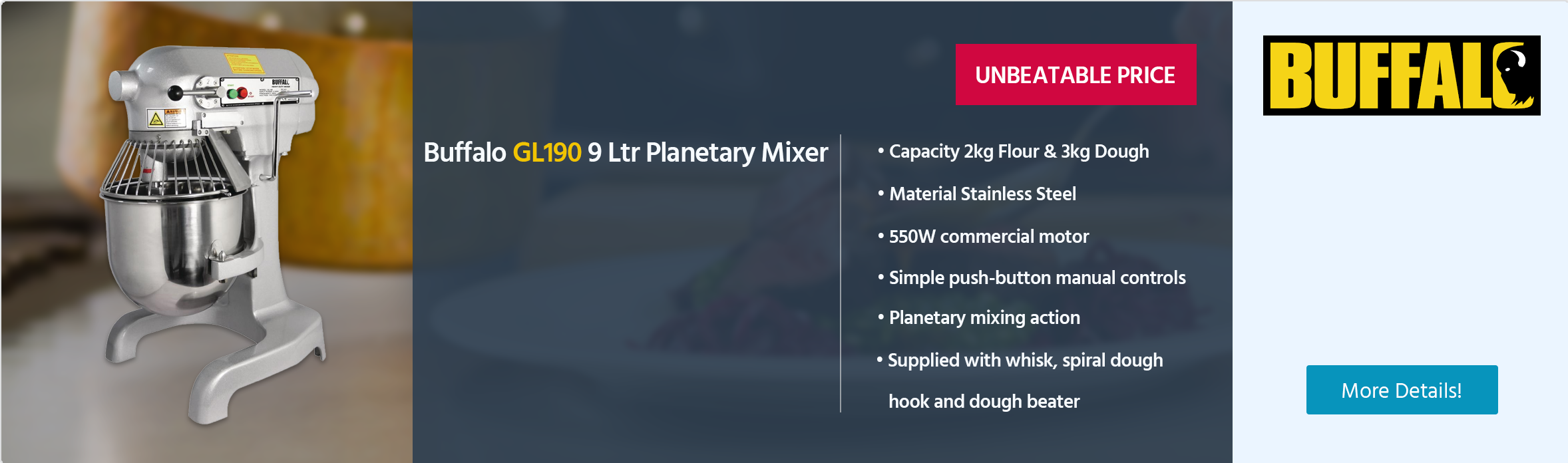 Buffalo GL190 9 Ltr Planetary Mixer