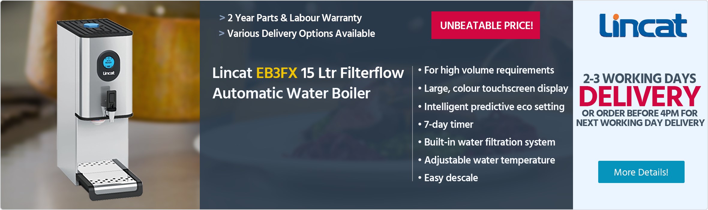Lincat EB3FX 11 Ltr Filterflow Automatic Water Boiler