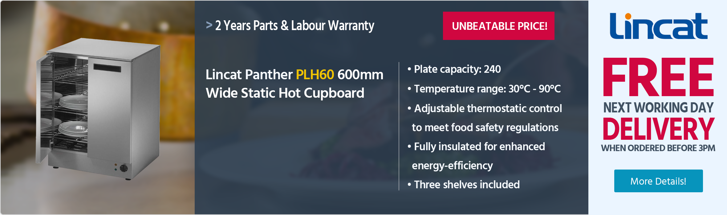Lincat Panther PLH60 600mm Wide Static Hot Cupboard