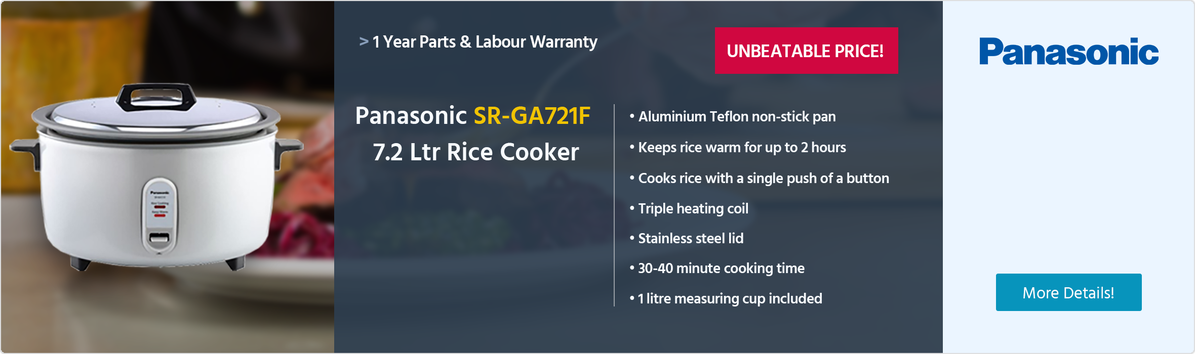 Panasonic SR-GA721F 7.2 Ltr Rice Cooker