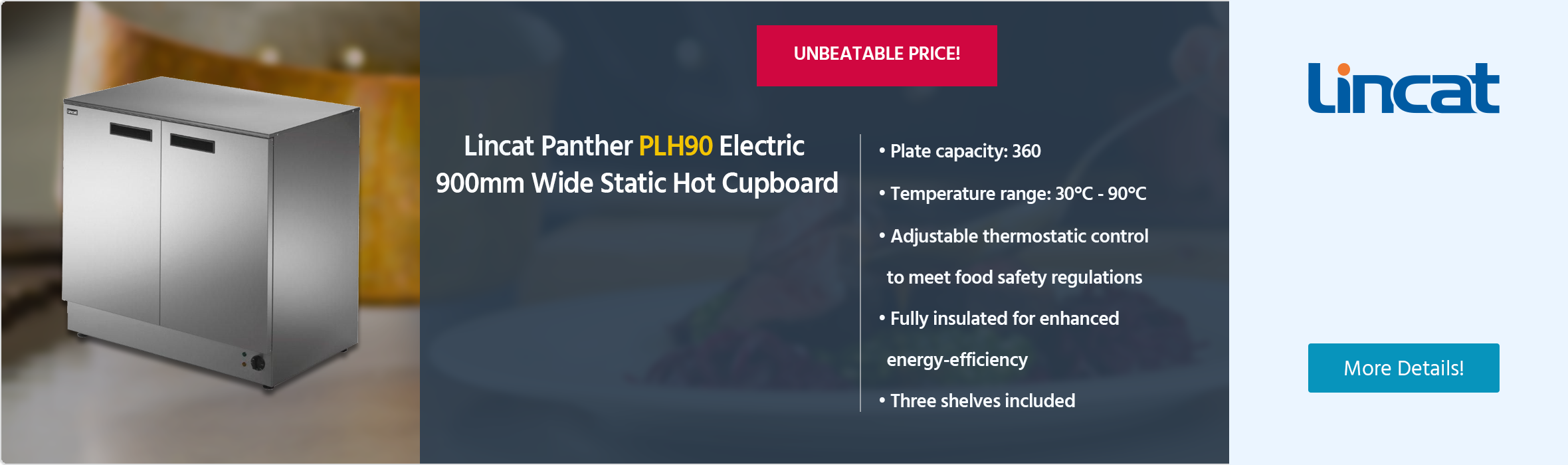 Lincat Panther PLH90 900mm Wide Static Hot Cupboard