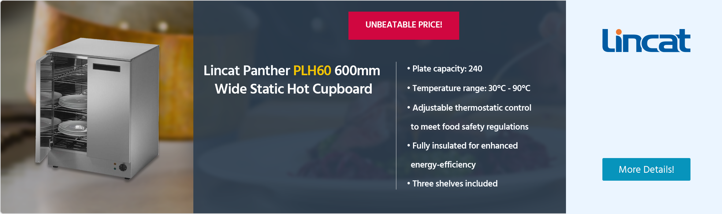 Lincat Panther PLH60 600mm Wide Static Hot Cupboard