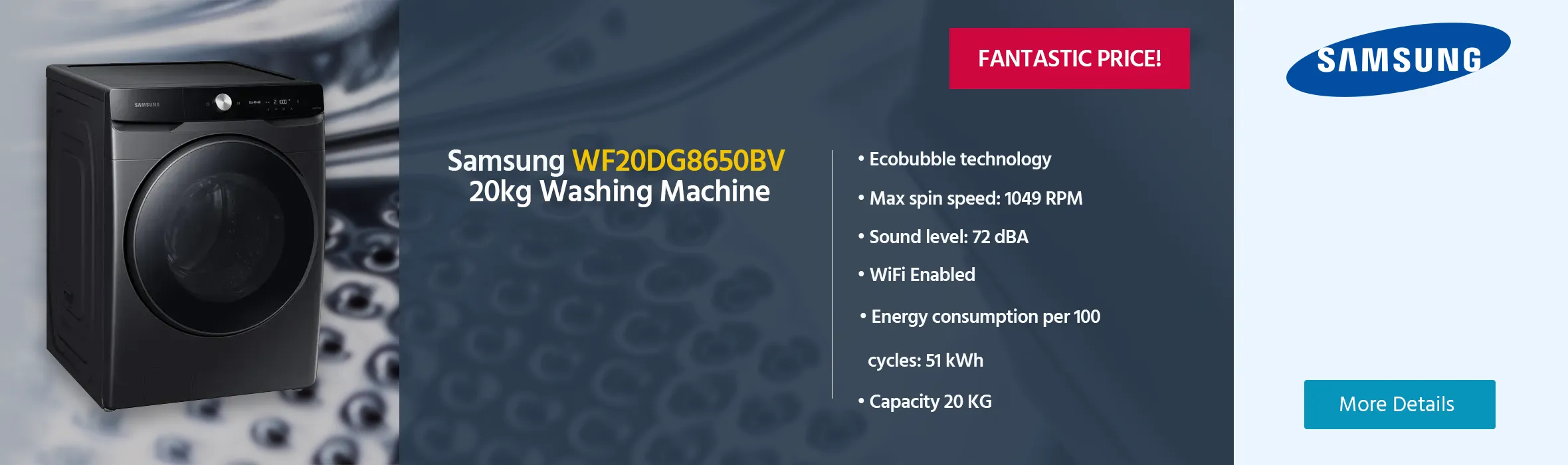 Samsung Ecobubble WF20DG8650BV 20kg Washing Machine