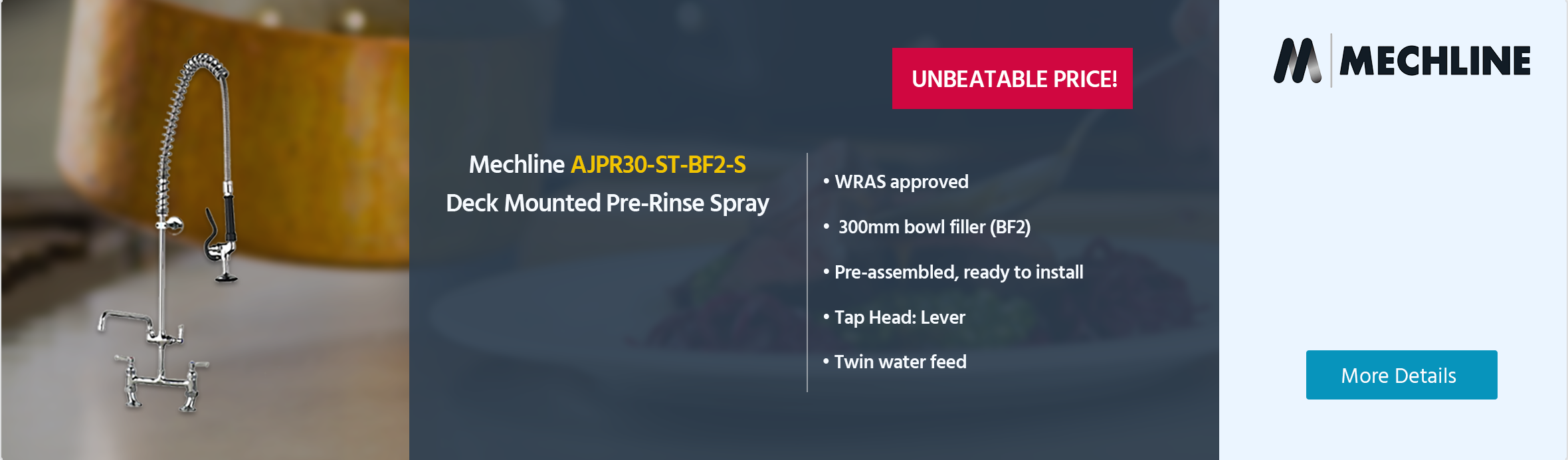 Mechline AquaJet AJPR30-ST-BF2-S Deck Mounted Pre-Rinse Spray