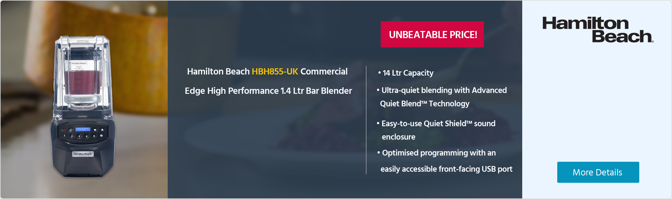 Hamilton Beach HBH855-UK Commercial Summit Edge High Performance 1.4 Ltr Bar Blender