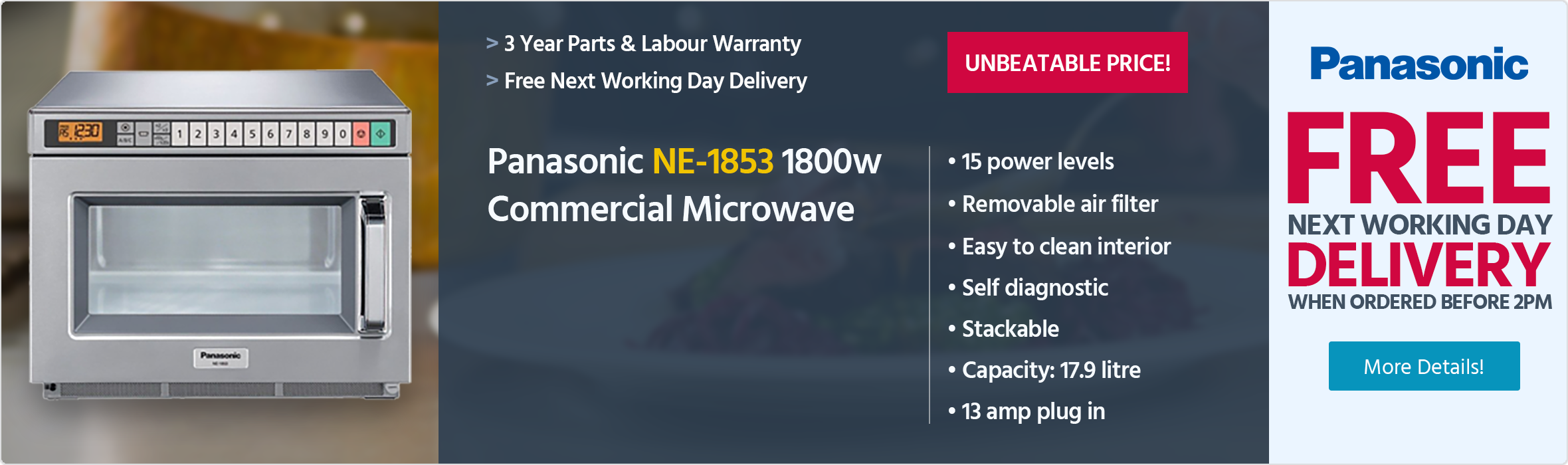 Panasonic NE-1853 1800w Commercial Microwave