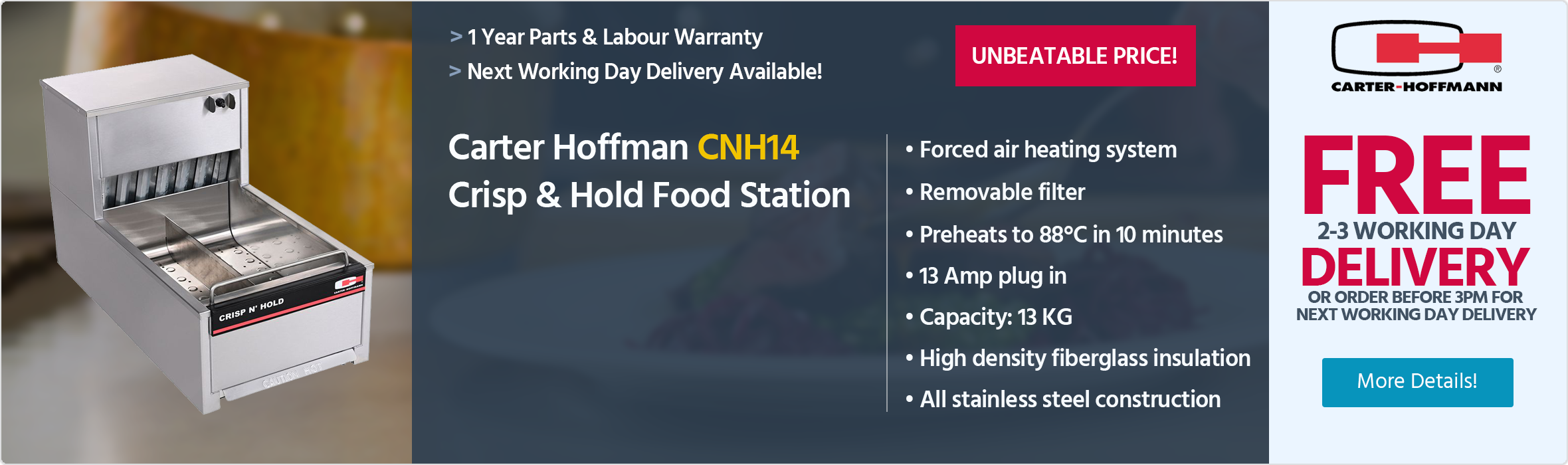 Carter Hoffmann CNH14 Two Section Crisp & Hold Food Station