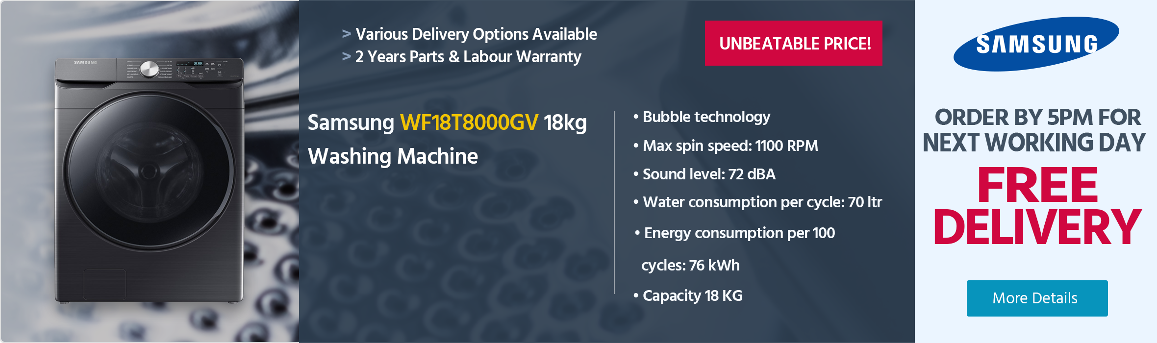 Samsung WF18T8000GV 18kg Washing Machine