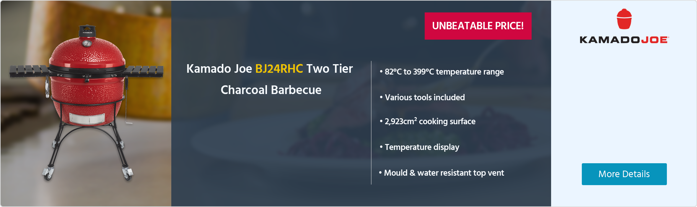 Kamado Joe Big Joe II BJ24RHC Two Tier Charcoal Barbecue