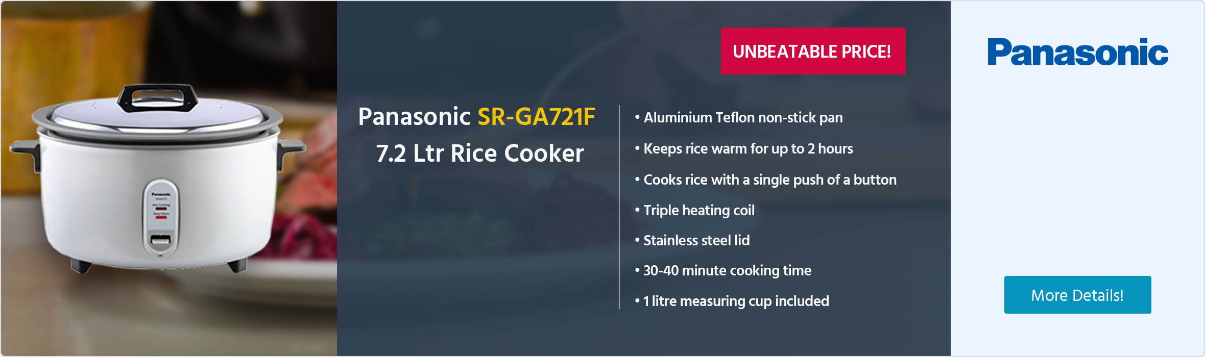 Panasonic SR-GA721F 7.2 Ltr Rice Cooker