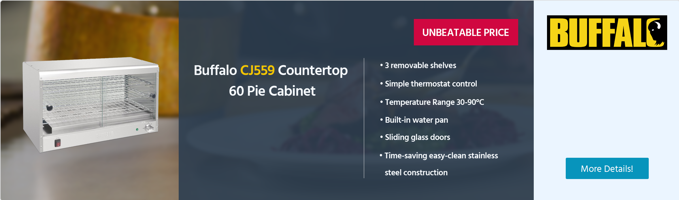 Buffalo CJ559 Countertop 60 Pie Cabinet