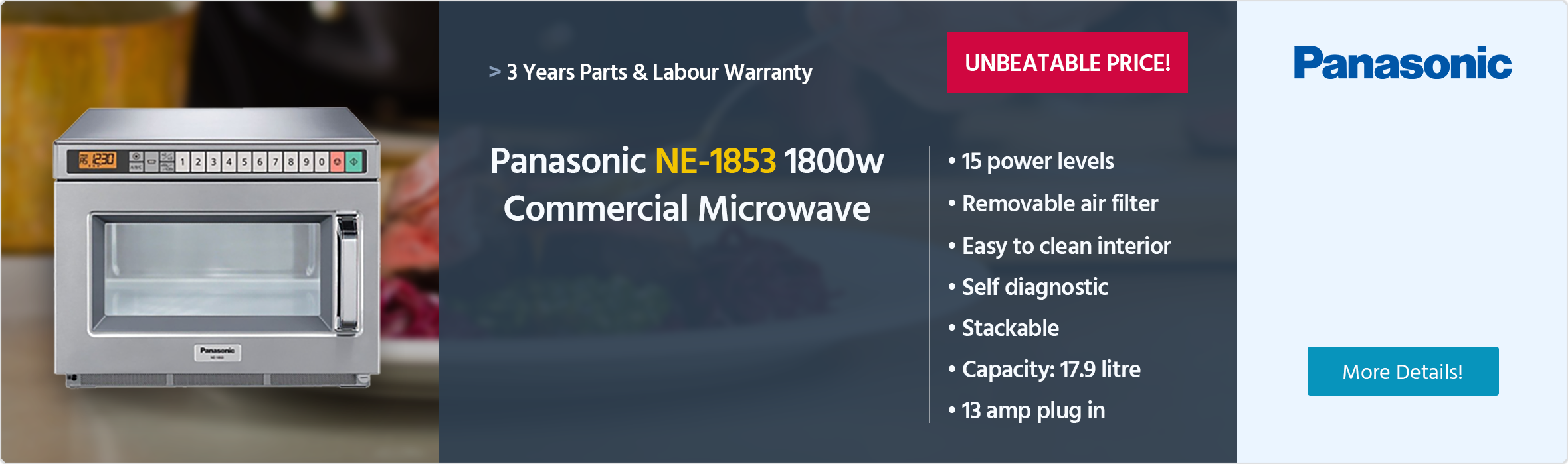 Panasonic NE-1853 1800w Commercial Microwave