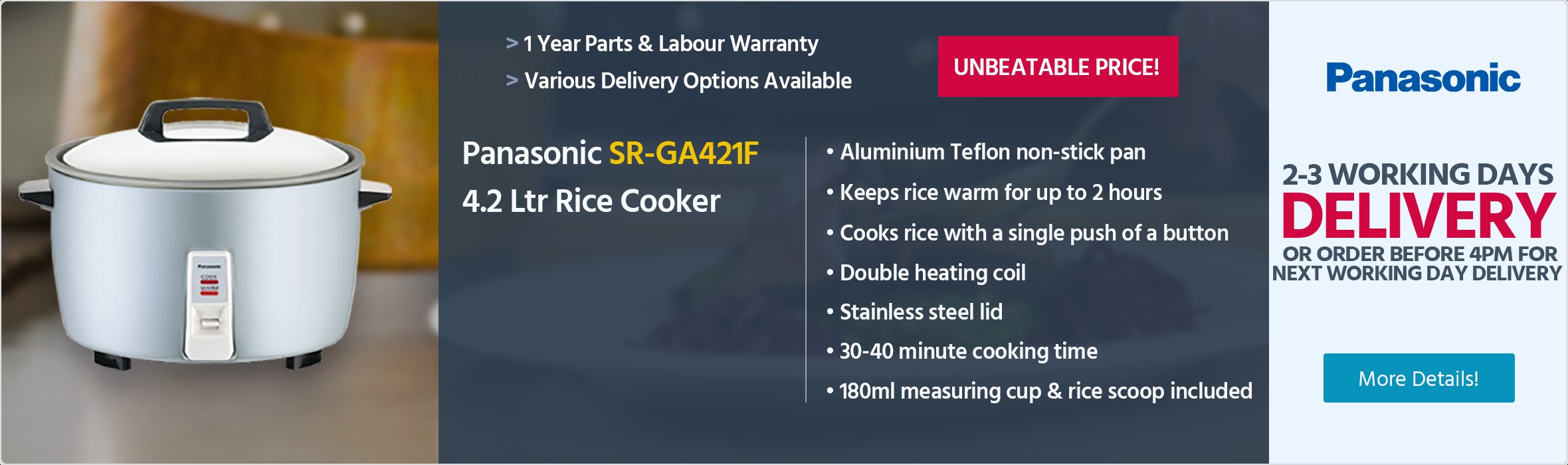 Panasonic SR-GA421F 4.2 Ltr Rice Cooker