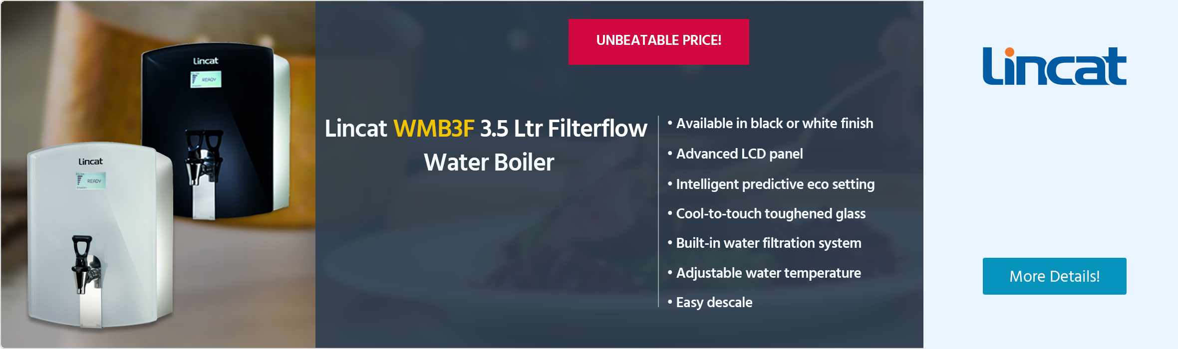 Lincat WMB3F 3.5 Ltr FilterFlow Wall Mounted Boiler