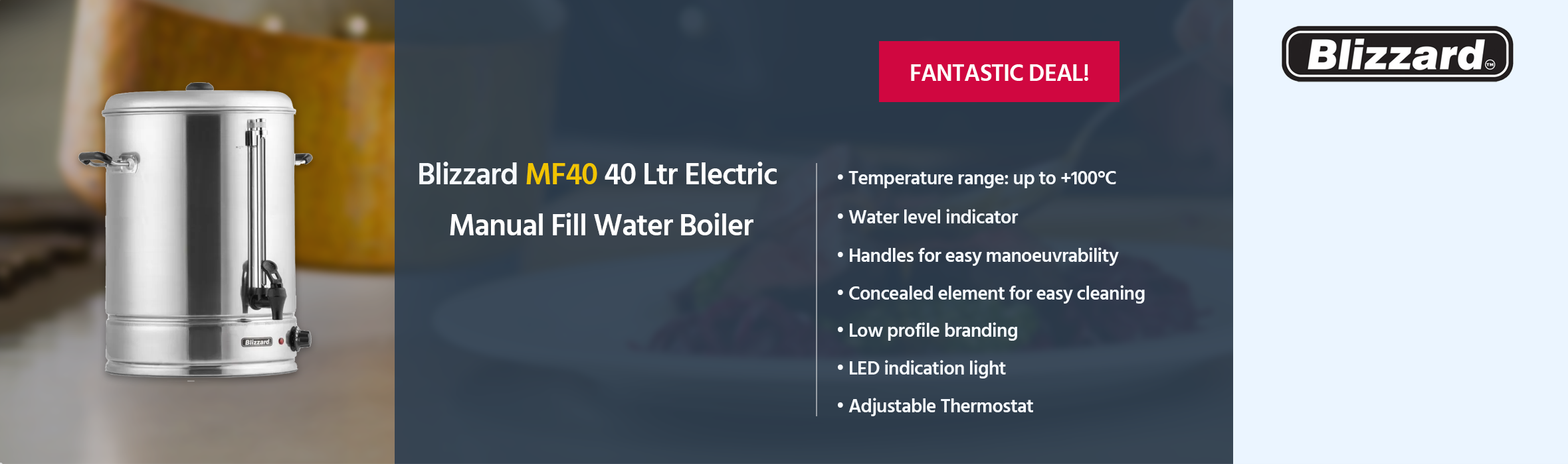 Blizzard MF40 40 Ltr Electric Manual Fill Water Boiler