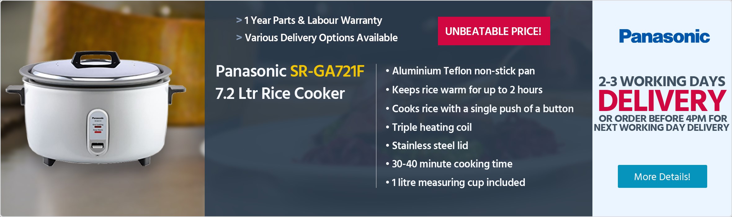Panasonic SR-GA721F 7.2 Ltr Rice Cooker