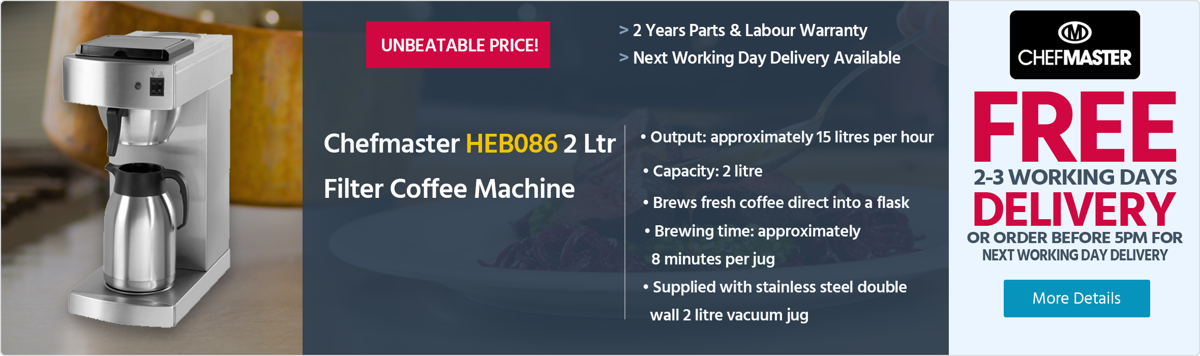 Chefmaster HEB086 2 Ltr Filter Coffee Machine