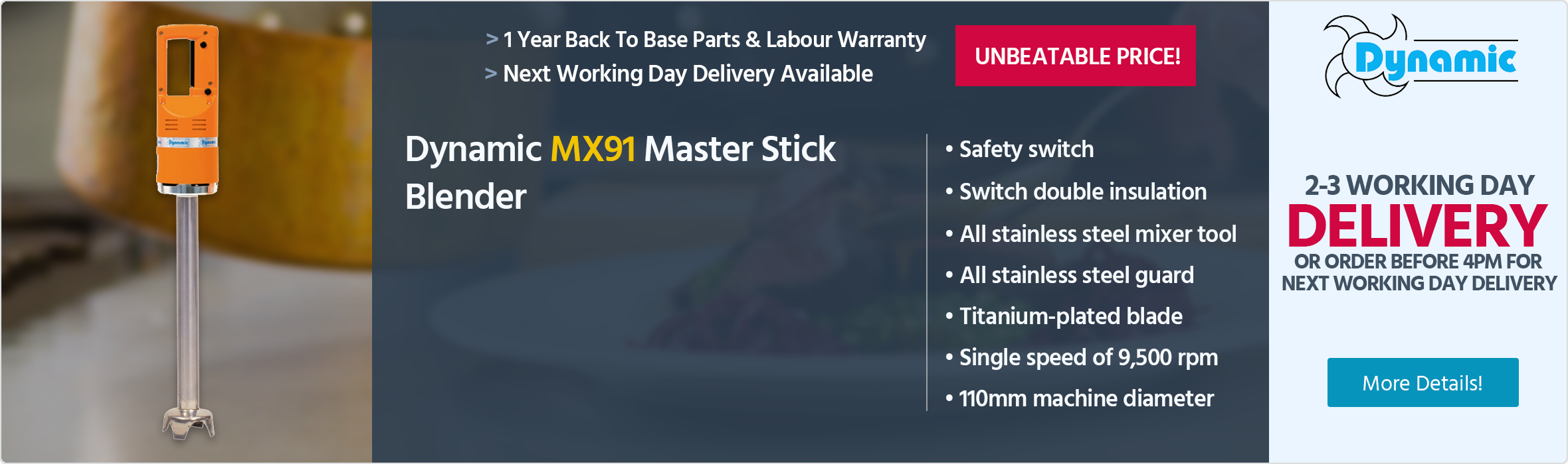 Dynamic MX91 Master Non-detachable Stick Blender