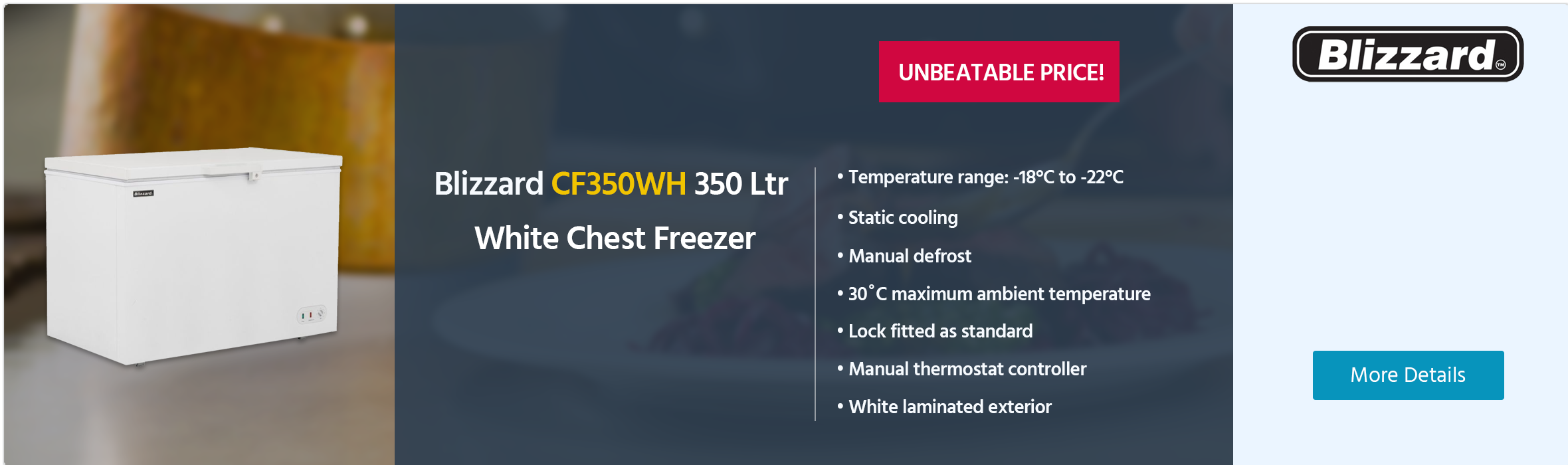 Blizzard CF350WH 350 Ltr White Chest Freezer