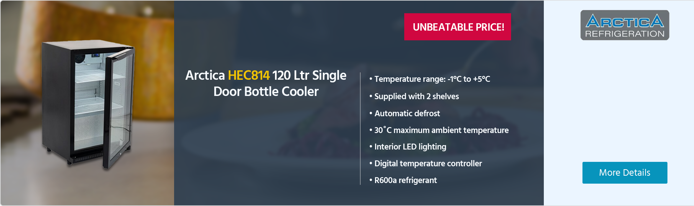 Arctica HEC814 120 Ltr Black Single Door Bottle Cooler