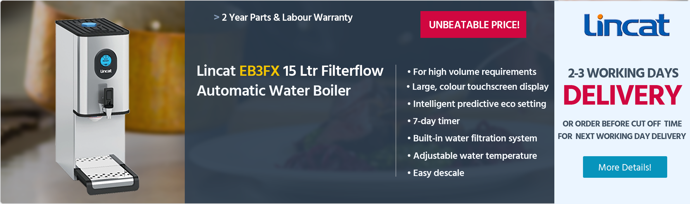 Lincat EB3FX 11 Ltr Filterflow Automatic Water Boiler