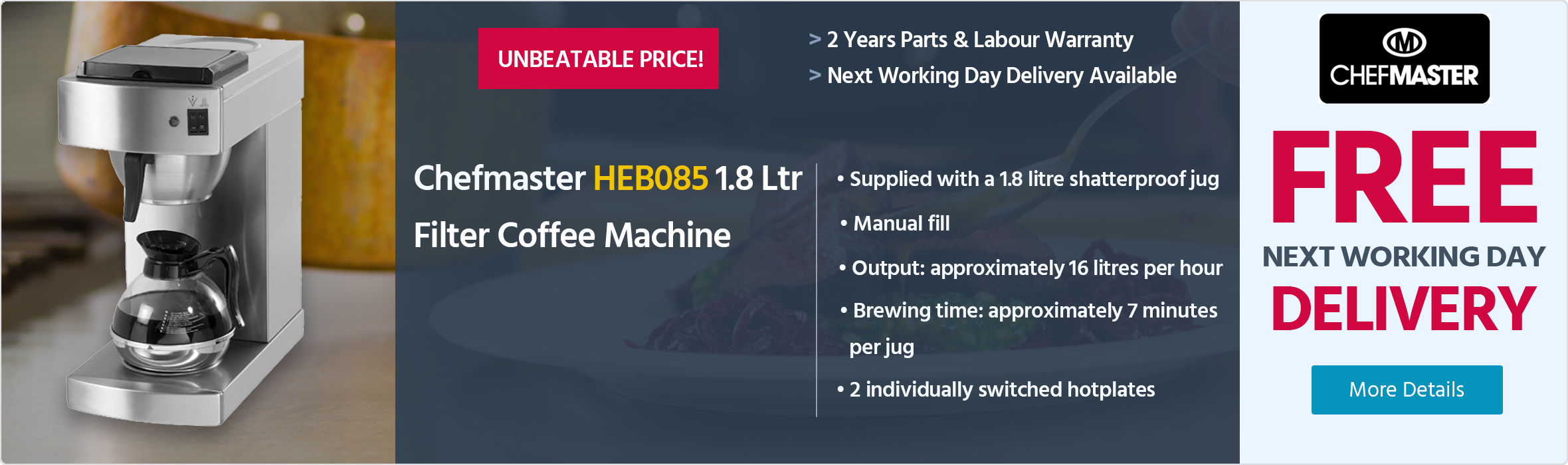 Chefmaster HEB085 1.8 Ltr Filter Coffee Machine