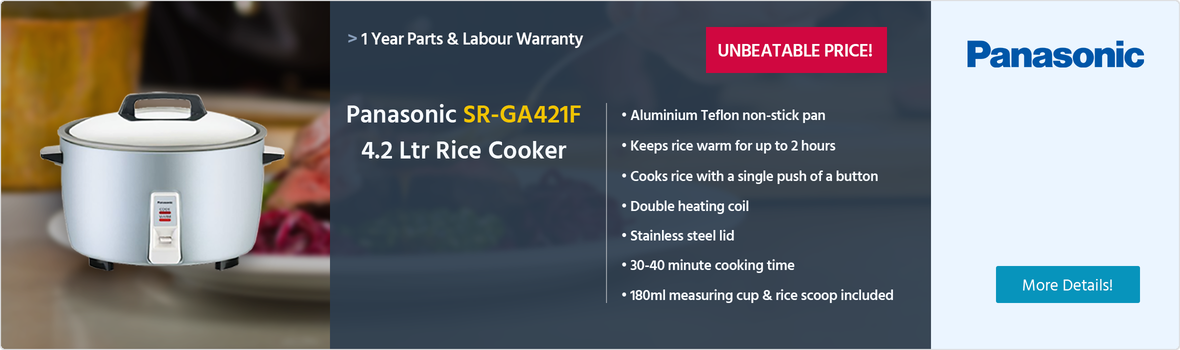 Panasonic SR-GA421F 4.2 Ltr Rice Cooker