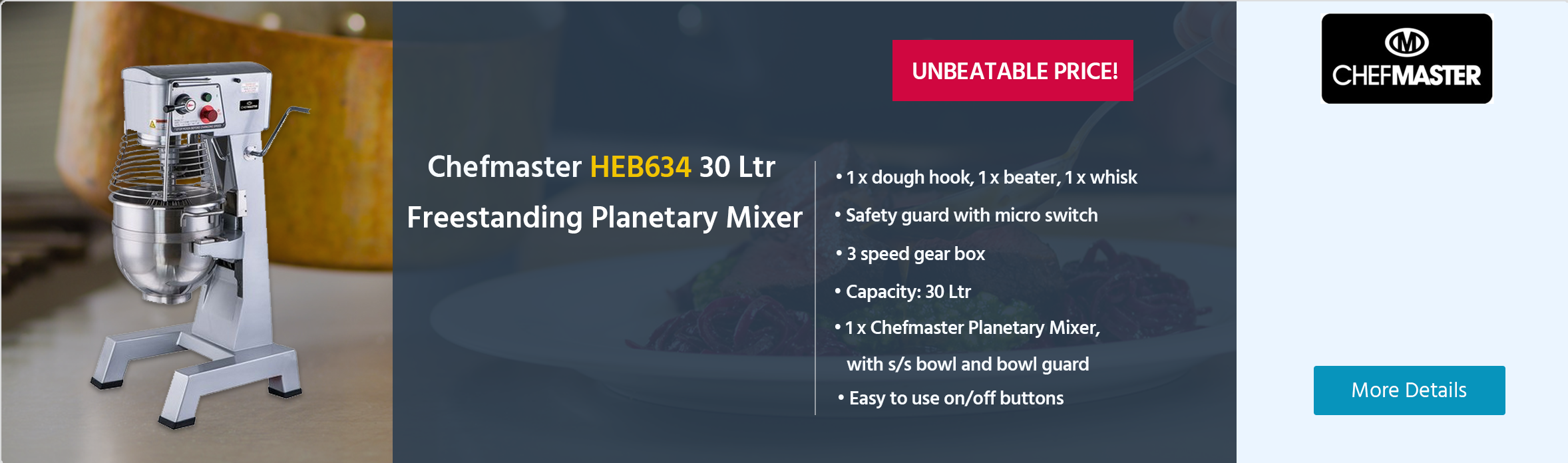 Chefmaster HEB634 30 Ltr Planetary Mixer