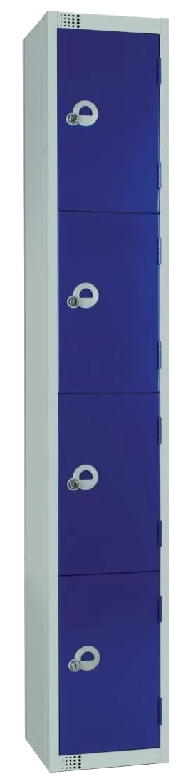 Elite Lockers W947-P Four Door Locker Blue Padlock banner