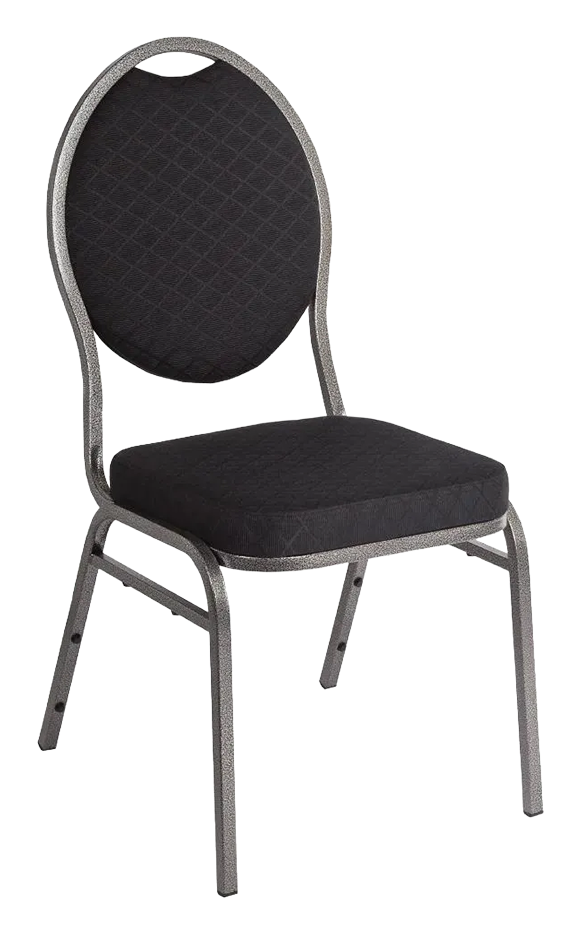 Bolero CE142 Oval Back Banquet Chairs Grey & Black (Pack of 4) banner
