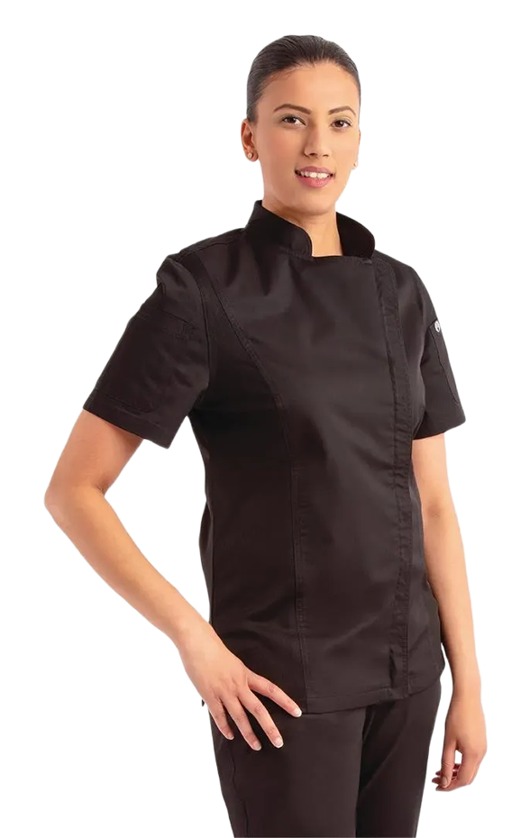 Chef Works Urban Springfield BB051-M Womens Zip Chefs Jacket Black M banner