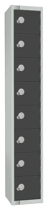 Elite Lockers GR697-C Eight Door Camlock Locker Graphite Grey banner