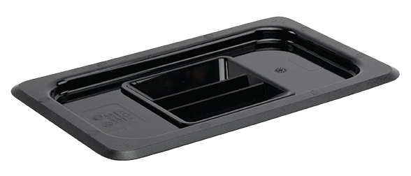 Vogue U477 Polycarbonate 1/4 Gastronorm Tray Lid Black banner