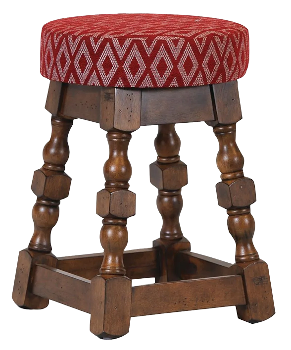 Non Branded FT404 Classic Rubber Wood Low Bar Stool with Red Diamond Seat (Pack of 2) banner