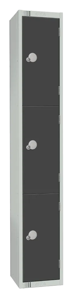 Elite Lockers GR679-P Three Door Padlock Locker Graphite Grey banner