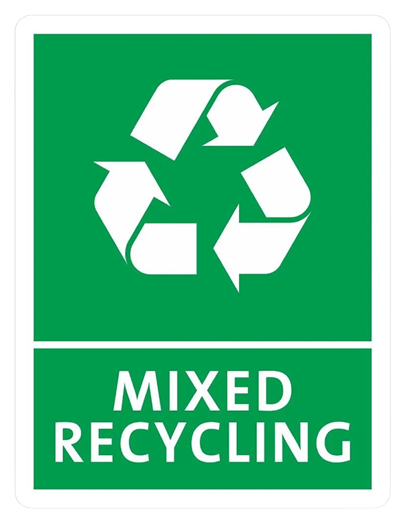 Jantex Slim Bin FX196 Mixed Recycling Label banner