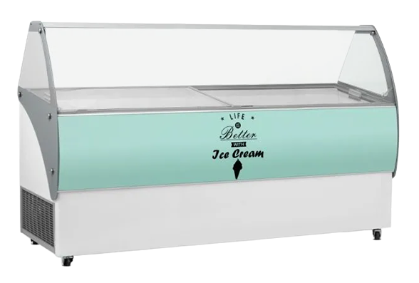 Crystal VENUSELEGANTE56 13 x Napoli Pan White Flat Glass Ice Cream Display Freezer banner