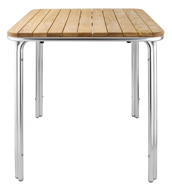 Bolero GL982 Square Aluminium & Ash Wood Table 700mm banner