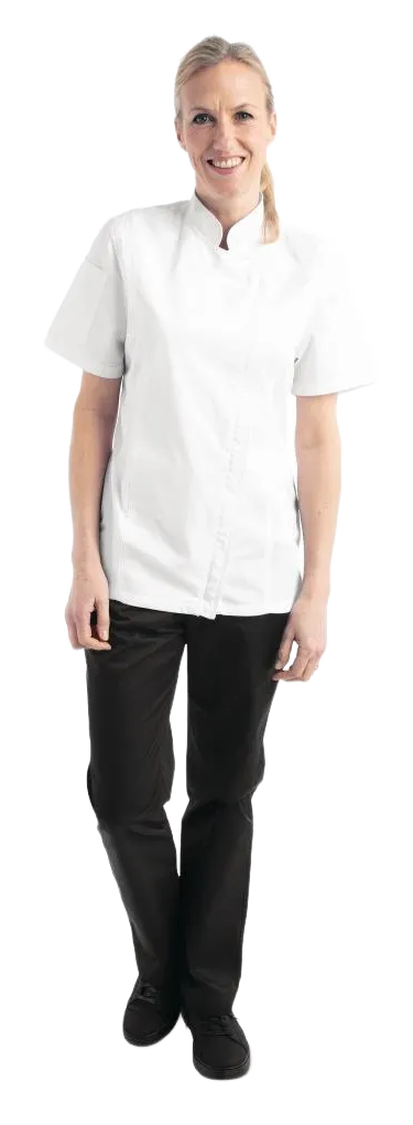 Chef Works Urban Springfield BB052-M Womens Zip Chefs Jacket White M banner