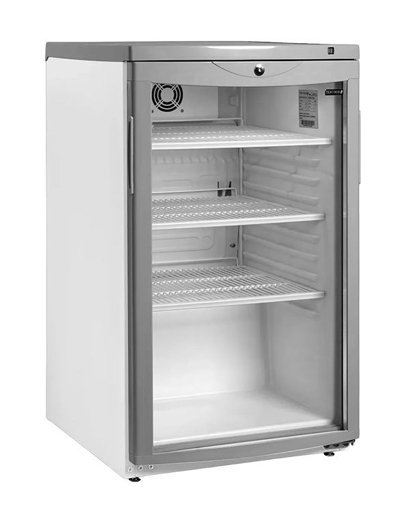 Tefcold BC145 109 Ltr Undercounter Single Glass Door White Display Fridge banner