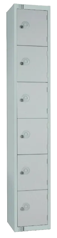 Elite Lockers W963-CS Six Door Camlock Locker with Sloping Top Grey banner