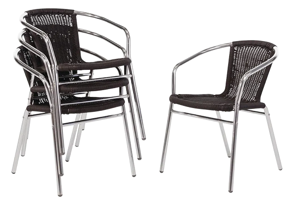 Bolero U507 Aluminium & Black Wicker Chair Black (Pack of 4) banner
