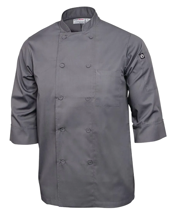 Colour by Chef Works A934-M Unisex Chefs Jacket Grey M banner
