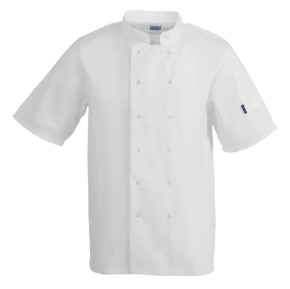 Whites Vegas A211-M Unisex Chefs Jacket Short Sleeve White M banner